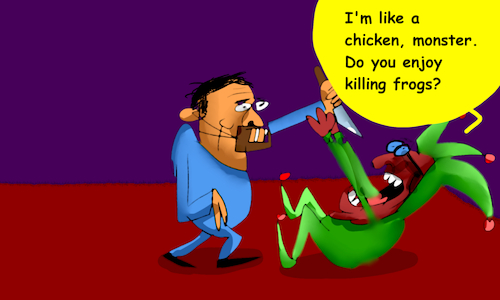 Cartoon: MR.FROGGY MEET HANNIBAL (medium) by sal tagged cartoon,storyboard,mr,froggy,adventures,meet,hannibal