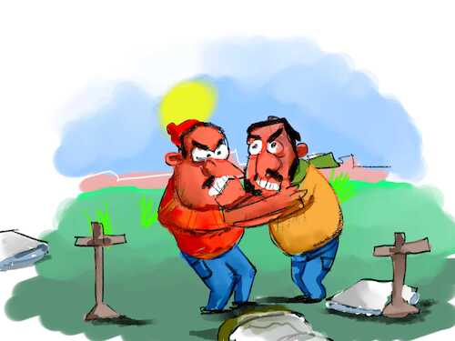 Cartoon: THE TWO FAILED PAINTERS (medium) by sal tagged cartoon,the,two,failed,looser,painters,drawers