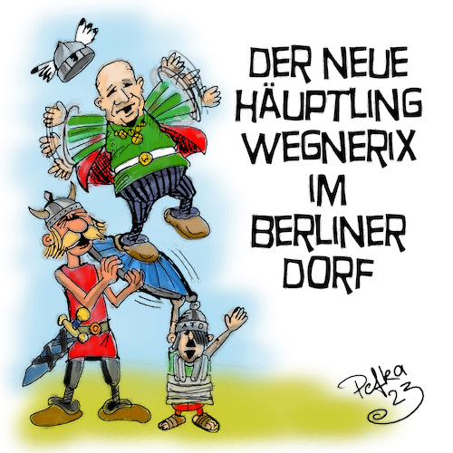 Cartoon: Der neue Berliner Häuptling (medium) by pefka tagged wegner,kai,afd,majestix,asterix,gallien,rom