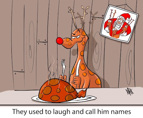 Cartoon: Rudolph the red nosed reindeer c (medium) by mattbryantcartoons tagged roudloph,the,red,nosed,reindeer