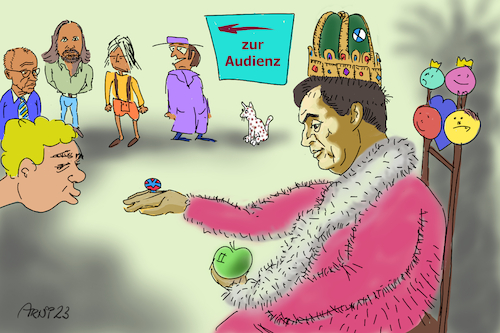 Cartoon: Audienz bei Kaiserwetter (medium) by Arni tagged markus,söder,kaiser,wetter,audienz,krönung,bayern,csu
