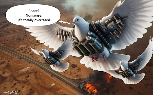 Cartoon: Peace Please (medium) by Arni tagged peace,war,conflict,interests,oil,resources,rare,earths,mineral,power,enablers,peace,war,conflict,interests,oil,resources,rare,earths,mineral,power,enablers