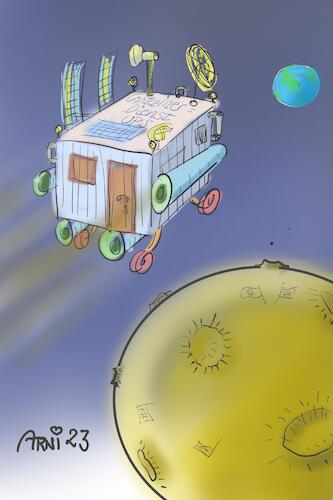 Cartoon: Russische Raum-Sonde Mond (medium) by Arni tagged raumfahrt,raumsonde,russisch,russische,mond,umlaufbahn,landung,russia,russian,spacecraft,lune,lunar,orbit,space,weltraum