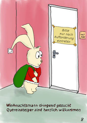Cartoon: Quereinsteiger 1- Weihnachtsmann (medium) by Gabi Horvath tagged personalmangel,fachkräftemangel,quereinsteiger,weihnachten,weihnachtsmann