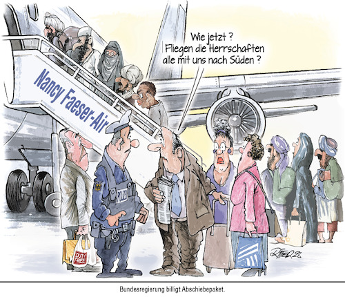 Cartoon: Abschiebung (medium) by Ritter-Cartoons tagged flieger