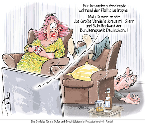 Cartoon: Besondere Verdienste (medium) by Ritter-Cartoons tagged flutkatastrophe,im,ahrtal