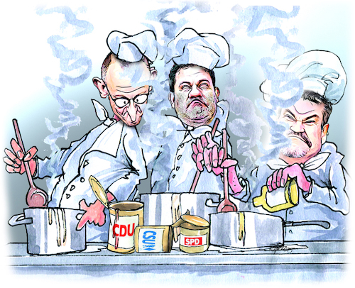 Cartoon: Deutschlands Spitzenköche (medium) by Ritter-Cartoons tagged cdu,csu,spd,koalition