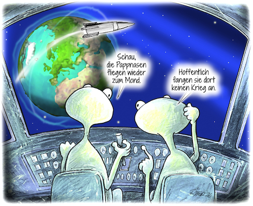 Cartoon: Flug zum Mond (medium) by Ritter-Cartoons tagged raumfahrt,flug,zum,mond,weltraum,pressekarikaturen,und,cartoons,ritterkarikaturen,von,berthold,ritter,raumfahrt,flug,zum,mond,weltraum,pressekarikaturen,und,cartoons,ritterkarikaturen,von,berthold,ritter