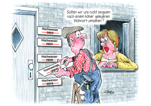Cartoon: Hochwasser (medium) by Ritter-Cartoons tagged wohnortweschsel