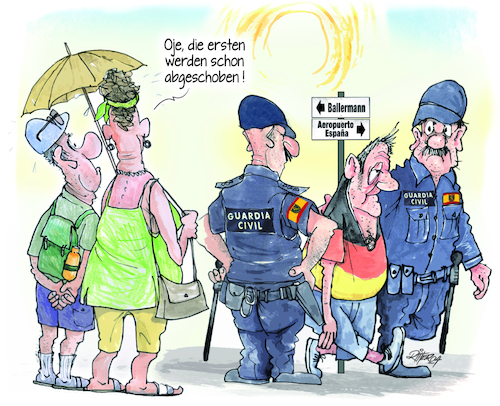 Cartoon: Mallorca Proteste (medium) by Ritter-Cartoons tagged erste,abschiebungen,erste,abschiebungen