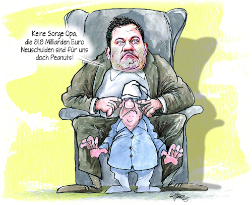 Cartoon: Neue Schulden (medium) by Ritter-Cartoons tagged rüstung,haushaltsentwurf,bundeswehr,klingbeil,rüstung,haushaltsentwurf,bundeswehr,klingbeil