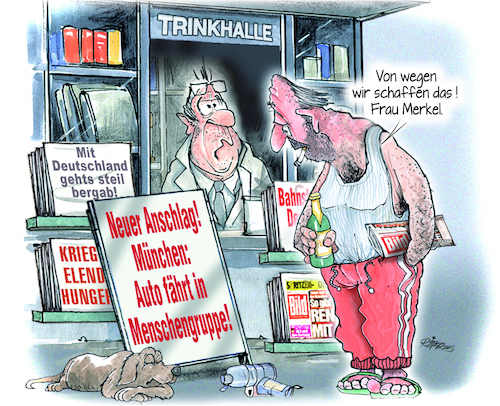 Cartoon: Neuer Anschlag in Deutschland (medium) by Ritter-Cartoons tagged anschlag,in,münchen,anschlag,in,münchen