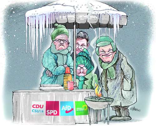 Cartoon: Winterwahlkampf (medium) by Ritter-Cartoons tagged winterwahlkampf,winterwahlkampf