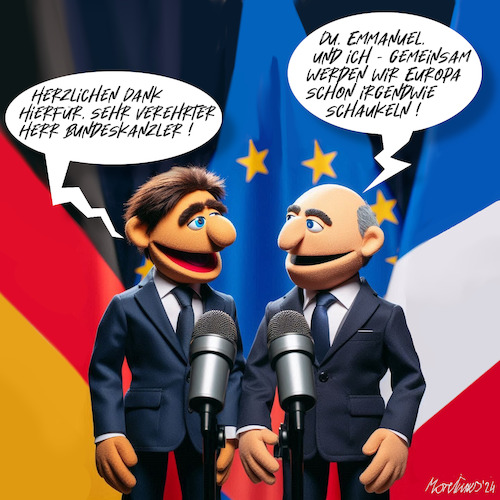 Cartoon: Das Tandem auf Schloss Meseberg (medium) by MorituruS tagged macron,staatspräsident,scholz,bundeskanzler,spd,deutschland,frankreich,tandem,eu,deutsch,französischer,ministerrat,europa,europäisch,freundschaft,gemeinsame,ziele,zukunft,wachstum,investitionen,herausforderungen,kapitalmarktunion,europäischer,finanzmarkt,karikatur,cartoon,moriturus