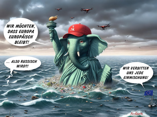 Cartoon: Verlust der Demokratie in Europa (medium) by MorituruS tagged donald,trump,wladimir,putin,usa,us,präsident,eu,europa,rechte,parteien,rechtspopulismus,ukraine,friedensplan,kapitulation,russland,wolodymyr,selenskyj,diktatur,autokratie,demokratie,verteidigung,drohnen,hybrider,krieg,militär,meinungsfreiheit,diktator,klimawandel,ignoranz,cartoon,karikatur,moriturus