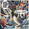 Cartoon: Happy 2026! (small) by MorituruS tagged happy,new,year,frohes,neues,jahr,2026,frieden,weltfrieden,taube,friedenstaube,gerechtigkeit,demokratie,russland,ukraine,sudan,gaza,drohnen,krieg,putin,trump,selenskyj,cartoon,karikatur,moriturus