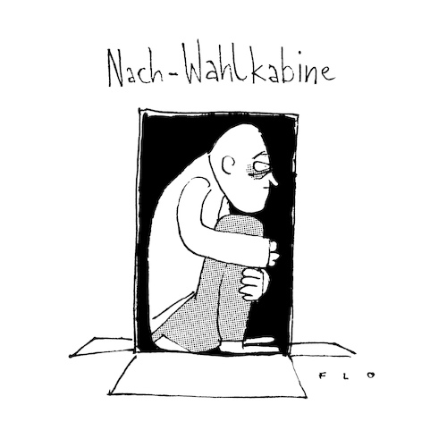 Cartoon: Nach-Wahlkabine (medium) by F L O tagged wahl,bundestagswahl,demokratie,angst,rechtsruck,enttäuschung,wahl,bundestagswahl,demokratie,angst,rechtsruck,enttäuschung