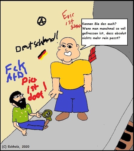 Cartoon: Kennen Sie das auch... (medium) by Sven1978 tagged bettler,dicker,männer,gesellschaft,hunger,armut,reichtum
