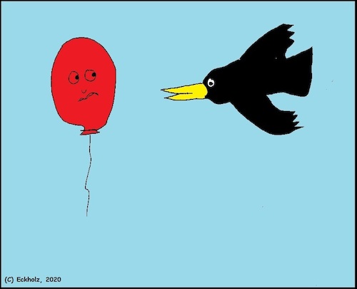 Cartoon: Ohne Wort (medium) by Sven1978 tagged vogel,schnabel,spitz,luftballon,angst