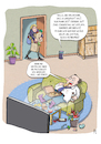 Cartoon: Alexa (small) by Rebecca-Meyer tagged dekadenz,faulheit,konsumgesellschaft,couch,potato,überfluss,genderrollen,alltagskomik,ehemann,ehefrau,beziehungskonflikt,alexa,spricht,smarte,assistentin,haushaltsstreit,einkaufsstress,fernsehsucht,ironie,gesellschaftskritik,moderner,alltag,überforderung,künstliche,intelligenz,mischt,sich,ein,sprachassistent,müllproblem,bier,männerklischee,satire,kritik,an,bequemlichkeit,technik