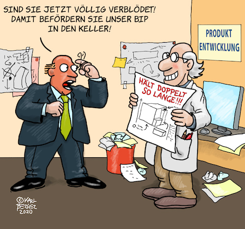 Cartoon: BIP (medium) by Karl Berger tagged bruttoinlandprodukt,wert,warenwert,nachhaltigkeit,qualität,sollbruchstellen,bruttoinlandprodukt,wert,warenwert,nachhaltigkeit,qualität,sollbruchstellen
