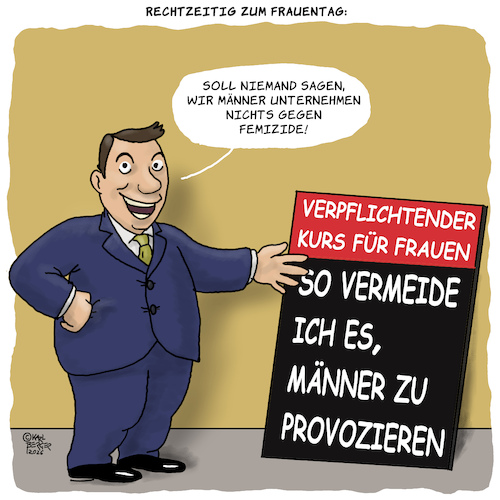 Cartoon: Femizide stoppen (medium) by Karl Berger tagged frauentag,femizide,gewalt,dummheit,frauentag,femizide,gewalt,dummheit