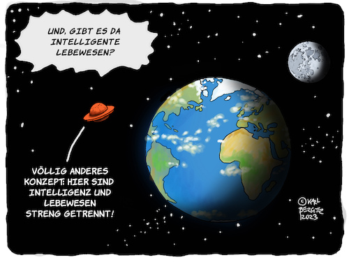 Künstliche Intelligenz (medium) Cartoon: Künstliche Intelligenz (medium) by Karl Berger tagged ki,intelligenz,lebewesen,erde,aliens,ki,intelligenz,lebewesen,erde,aliens