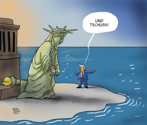 Cartoon: Liberty Ade! (medium) by Karl Berger tagged trump,usa,abschiebungen,trump,usa,abschiebungen