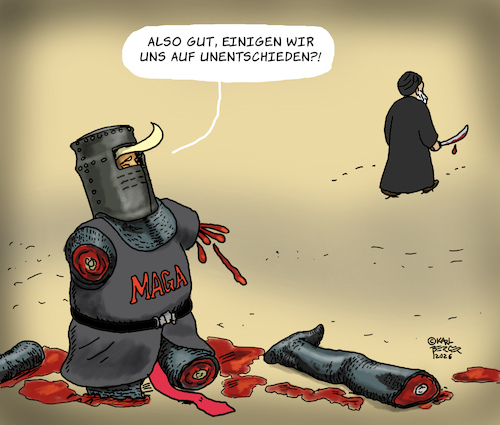 Cartoon: Remenber Monty Pythons (medium) by Karl Berger tagged irankrieg,trump,mullahs,niederlage,fiasko,krieg,montypythons,irankrieg,trump,mullahs,niederlage,fiasko,krieg,montypythons