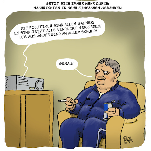 Cartoon: Simple Botschaften (medium) by Karl Berger tagged kommunikation,nachrichten,vorurteile,klischees,gedankenschwäche,kommunikation,nachrichten,vorurteile,klischees,gedankenschwäche