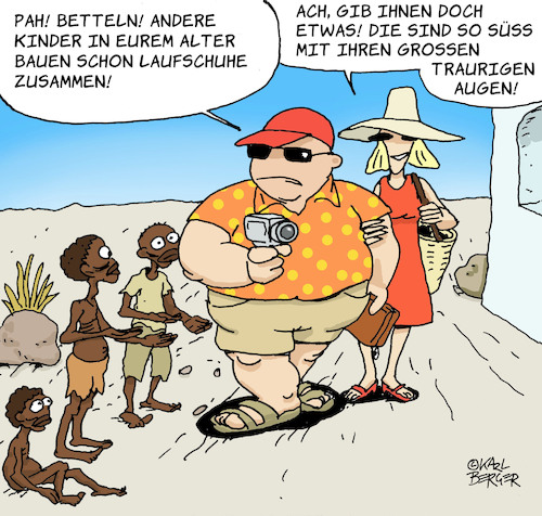 Cartoon: Süß (medium) by Karl Berger tagged urlaub,süden,kinder,betteln,großkotz,tourismus,urlaub,süden,kinder,betteln,großkotz,tourismus