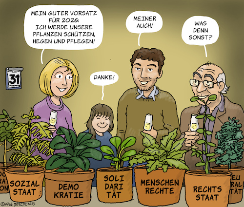 Cartoon: Vorsätze (medium) by Karl Berger tagged 2026,vorsätze,neujahr,sylvester,2026,vorsätze,neujahr,sylvester