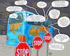 Cartoon: Globus-Reisen (small) by Karl Berger tagged globus,klimakatastrophe,bremsen,klima