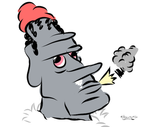 Cartoon: The Drugged Moai (medium) by Arangux tagged culture