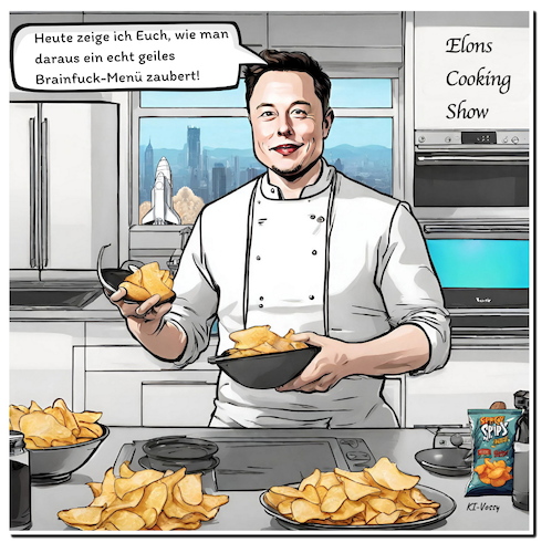 Cartoon: Brainfuck Recipe (medium) by A Human tagged brainfuck,musk,elon,stew,bf,programmiersprache,chips,esoterik,kochschow,brainfuck,musk,elon,stew,bf,programmiersprache,chips,esoterik,kochschow