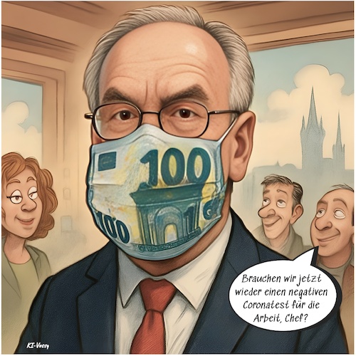 Cartoon: Corona sei Dank (medium) by KI-Vossy tagged landtag,sachsen,anhalt,corona,maske,masken,trick,covid,pandemie,haushalt,schulden,notlage,inzidenz,haseloff,cdu,ministerpräsident,landesregierung,bundesland,schuldenbremse,cornona,kasse,wahlsieg,september,2026,euro,deutschland,landtag,sachsen,anhalt,corona,maske,masken,trick,covid,pandemie,haushalt,schulden,notlage,inzidenz,haseloff,cdu,ministerpräsident,landesregierung,bundesland,schuldenbremse,cornona,kasse,wahlsieg,september,2026