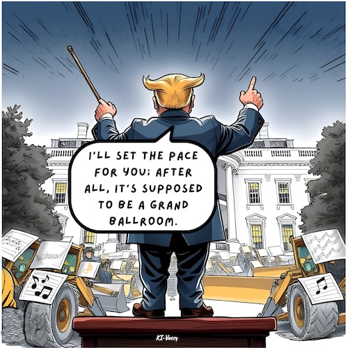 Cartoon: Dancing King (medium) by A Human tagged us,president,donald,trump,white,house,whitehouse,demolish,demolished,wing,ballroom,usa,republican,republicans,ballrooms,dancing,king,ballsaal,weiße,haus,washington,ostflügel,melania,office,offices,administration,büro,büros,first,lady,us,president,donald,trump,white,house,whitehouse,demolish,demolished,wing,ballroom,usa,republican,republicans,ballrooms,dancing,king,ballsaal,weiße,haus,washington,ostflügel,melania,office,offices,administration,büro,büros,first,lady