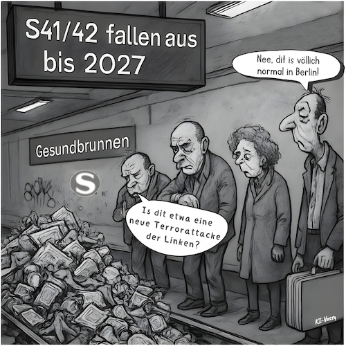 Cartoon: Müllbahn (medium) by KI-Vossy tagged sbahn,tagesspiegel,vermüllung,berlin,ringbahn,gesundbrunnen,ostkreuz,warschauer,straße,dreck,gleise,staubsaugerzug,2027,sbahn,tagesspiegel,vermüllung,berlin,ringbahn,gesundbrunnen,ostkreuz,warschauer,straße,dreck,gleise,staubsaugerzug,2027