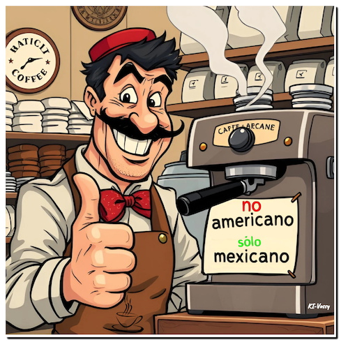 Cartoon: Nicht die Bohne (medium) by A Human tagged usa,mexico,mexiko,trump,americano,mexicano,kaffee,cola,pepsi,oval,kahlua,schokolade,drink,getränk,gulf,usa,mexico,mexiko,trump,americano,mexicano,kaffee,cola,pepsi,oval,kahlua,schokolade,drink,getränk