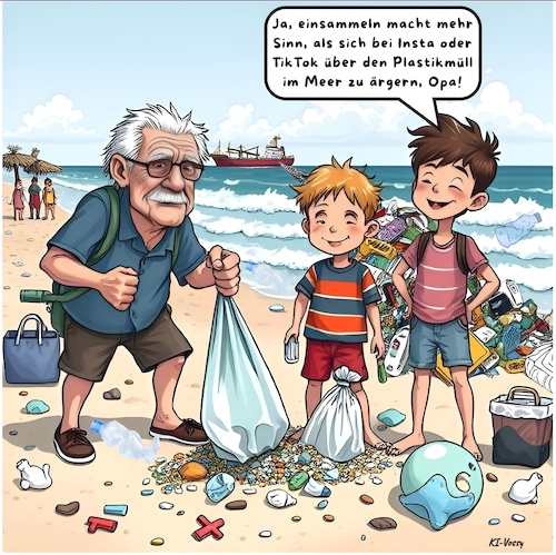 Cartoon: Plastikkreislaufwirtschaft (medium) by A Human tagged plastik,plastikmüll,meer,seen,ozean,ozeane,strände,inseln,insel,föhr,amrum,sylt,plastiksammeln,flut,seetang,verschmutzung,dreck,müll,netze,fischernetze,reusen,müllabfuhr,instagram,tiktok,social,media,plastik,plastikmüll,meer,seen,ozean,ozeane,strände,inseln,insel,föhr,amrum,sylt,plastiksammeln,flut,seetang,verschmutzung,dreck,müll,netze,fischernetze,reusen,müllabfuhr,instagram,tiktok,social,media