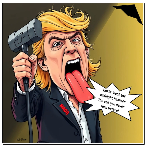 Cartoon: Trumps Chartbreaker (medium) by A Human tagged trump,war,iran,krieg,b2,dollar,midnight,hammer,maga,trump,war,iran,krieg,b2,dollar,midnight,hammer