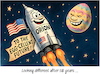 Cartoon: Mondsüchtig - Moonstruck (small) by KI-Vossy tagged mond,moon,nasa,astronauten,astronaut,weltraum,raumfahrt,artemis,orion,mission,space,spacecraft,erde,earth,orbit,umlaufbahn