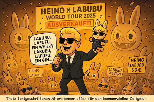 Cartoon: Zeitgeist (medium) by ArtyFicial tagged heino,labubu,konzert,feature,tour,musik,richtung,genre