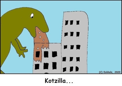 Cartoon: Kotzilla... (medium) by Schnauzevoll tagged kotzilla,godzilla,filmmonster,parodie,satire,persiflage,wortspiel,kotzen,erbrechen