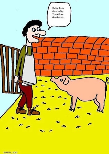 Cartoon: Nur das Beste... (medium) by SMK tagged viehhaltung,landwirtschaft,fleisch,schlachter,metzger,rosa,schwein,sau,landleben,tod,schlachtung,ernährung,gesellschaft