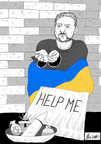 Cartoon: Help Me (medium) by Nicocomix tagged ukraine,russia,usa,europe,zelensky,putin,donald,trump