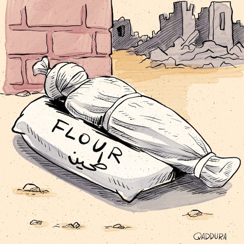 Cartoon: Flour!! (medium) by Ahmad Qaddura tagged aid