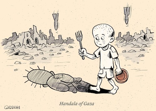Cartoon: Handala of Gaza (medium) by Ahmad Qaddura tagged handala