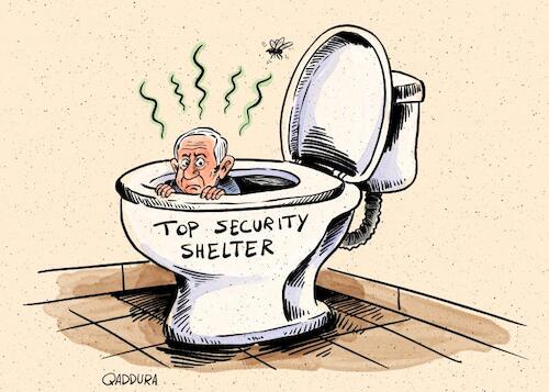 Cartoon: Top Security Shelter (medium) by Ahmad Qaddura tagged netanyahu