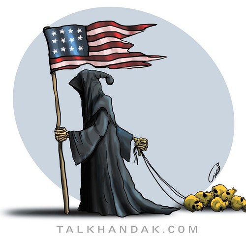 Cartoon: Death Angel (medium) by abbas goodarzi tagged death,angel,america,flag,political,skull,skeleton,war,human,rights,world,oppression,middle,east,azrayyl,horror,anymore,crossed,obama,violence,smoking